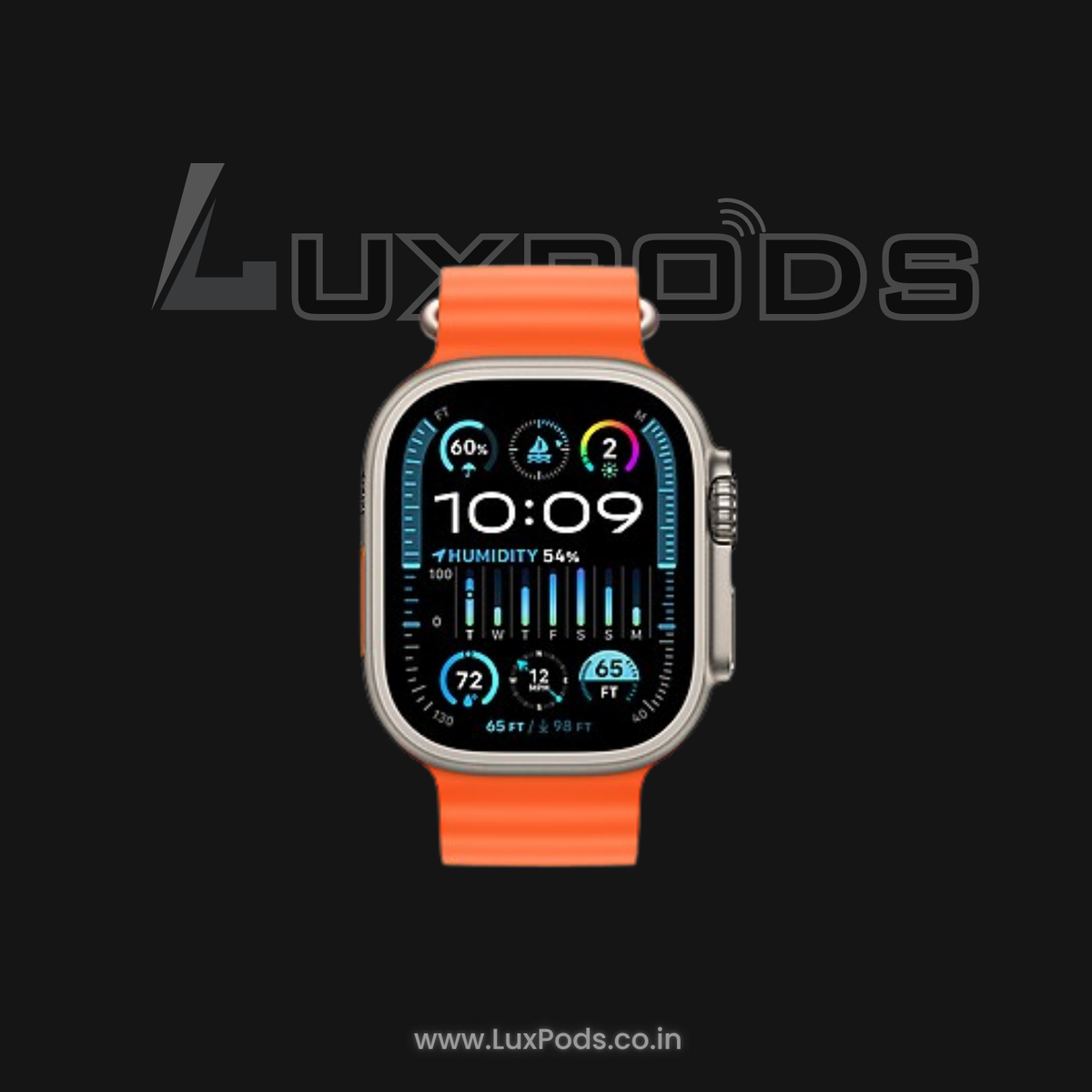 Lux Watch Ultra 2 [GPS + Cellular | 49mm] Sports Watch | Premium Build | Precision GPS | Bluetooth Calling | ON/OFF Logo | FREE 2 Extra Straps